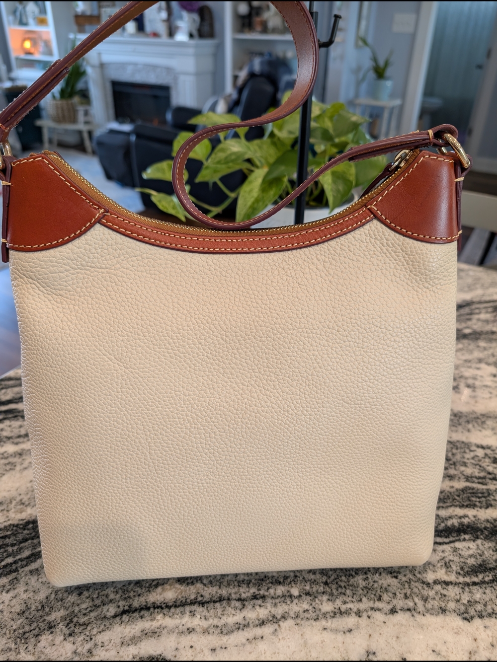 Dooney & Bourke Pebbled Leather Zip Hobo Bag w/Front Snap Pockets - Picture 13 of 16